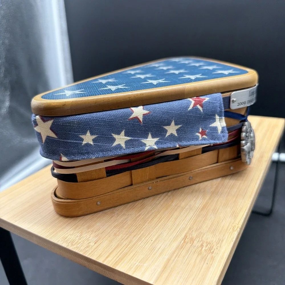 Longaberger 2009 Presidential Inaugural Basket WoodCrafts Lid Pewter Tie On